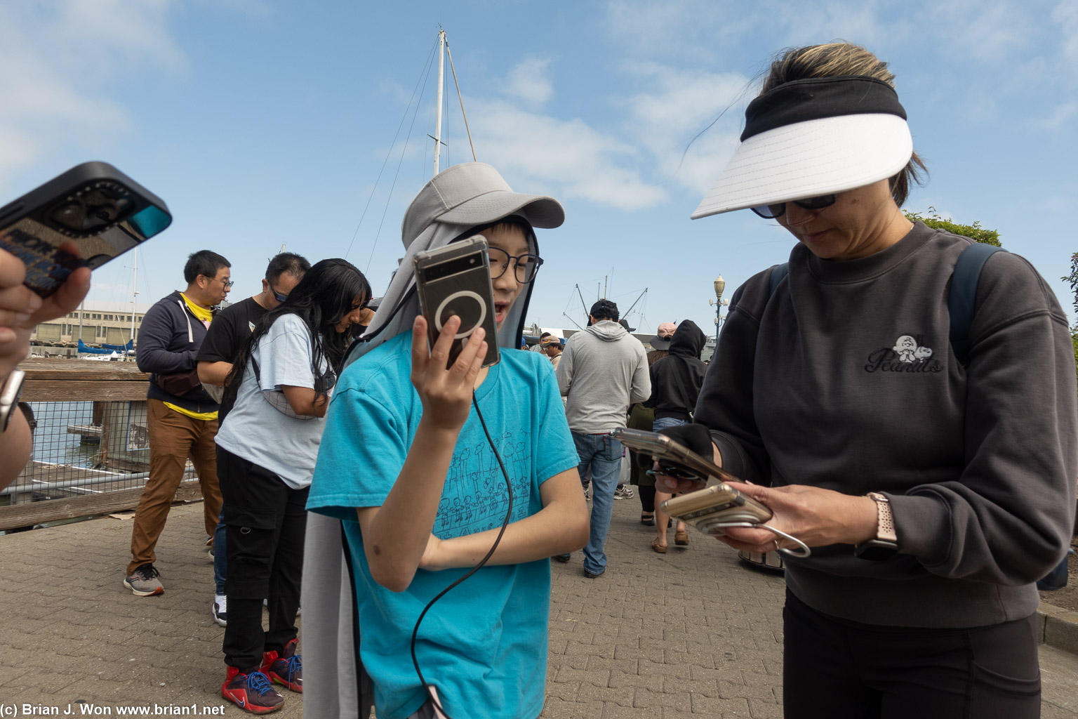 Phones and battery packs, de rigeur. And sun protection.