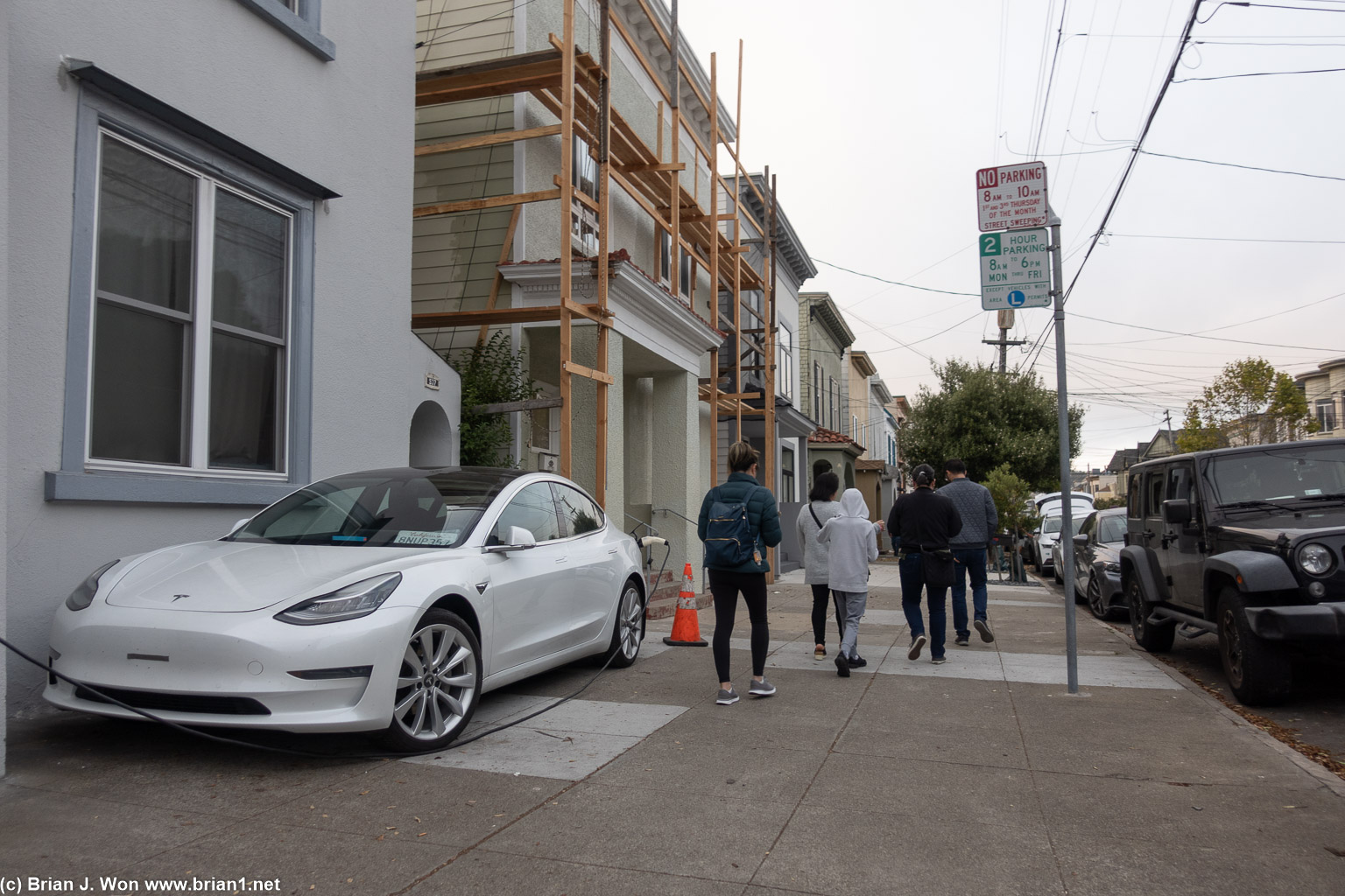 Wide sidewalks permit sidewalk charging.
