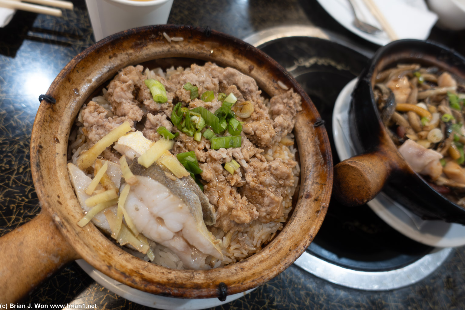 Ground pork and salted fish clay pot.