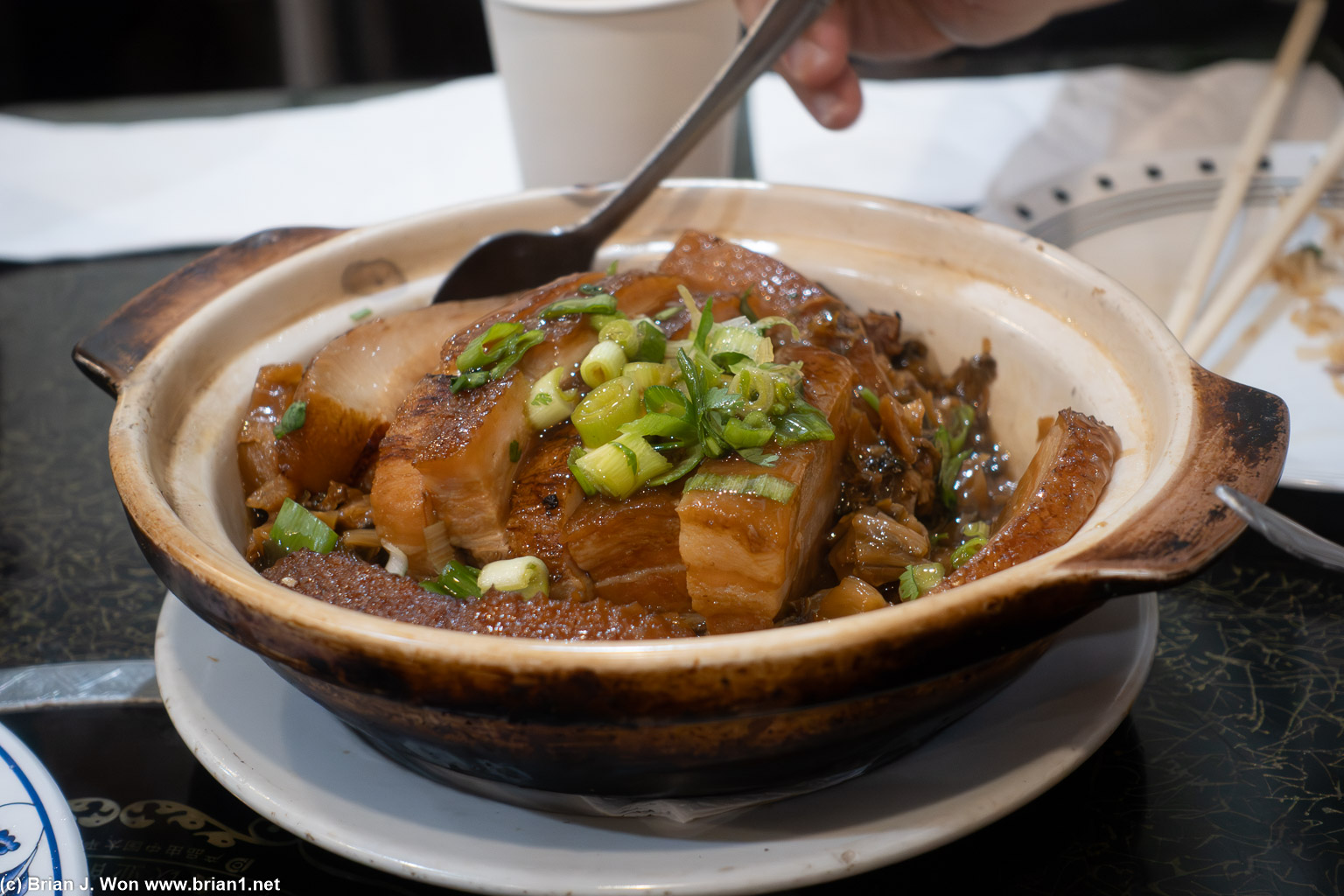 Pork belly and preserved vegetable-- soft pork belly and strong veggies. No rice.