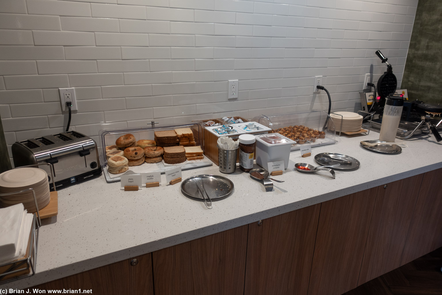Breakfast buffet at the hotel.