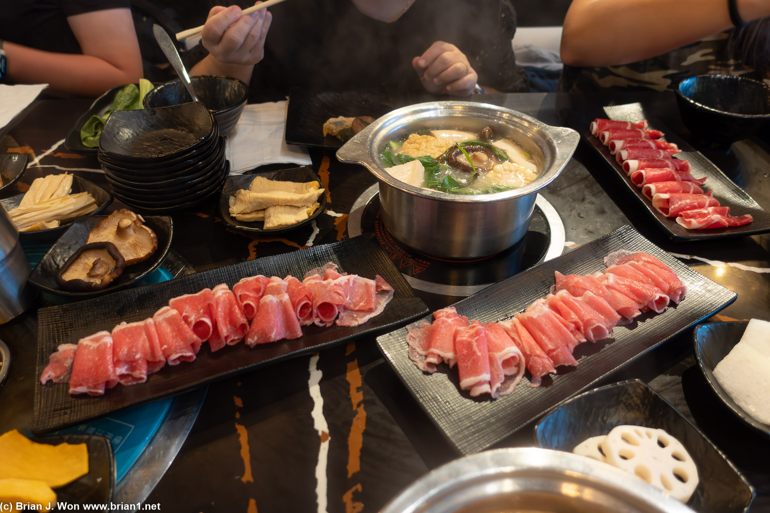 Order meat from the server.
