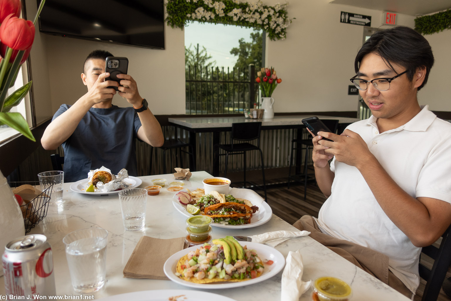 Photographing our food.