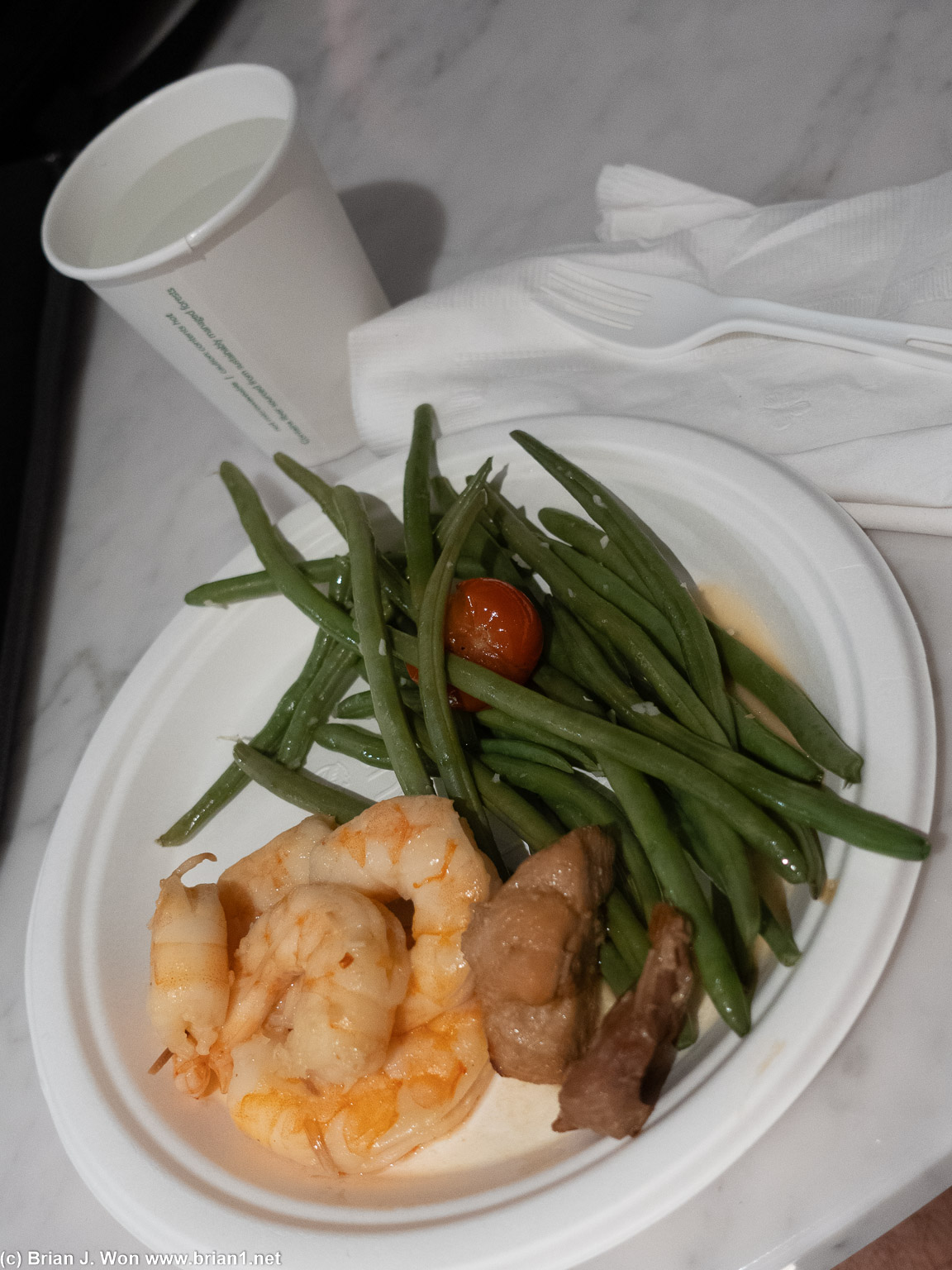 Polaris Lounge buffet at SFO. At least the shrimp were large.