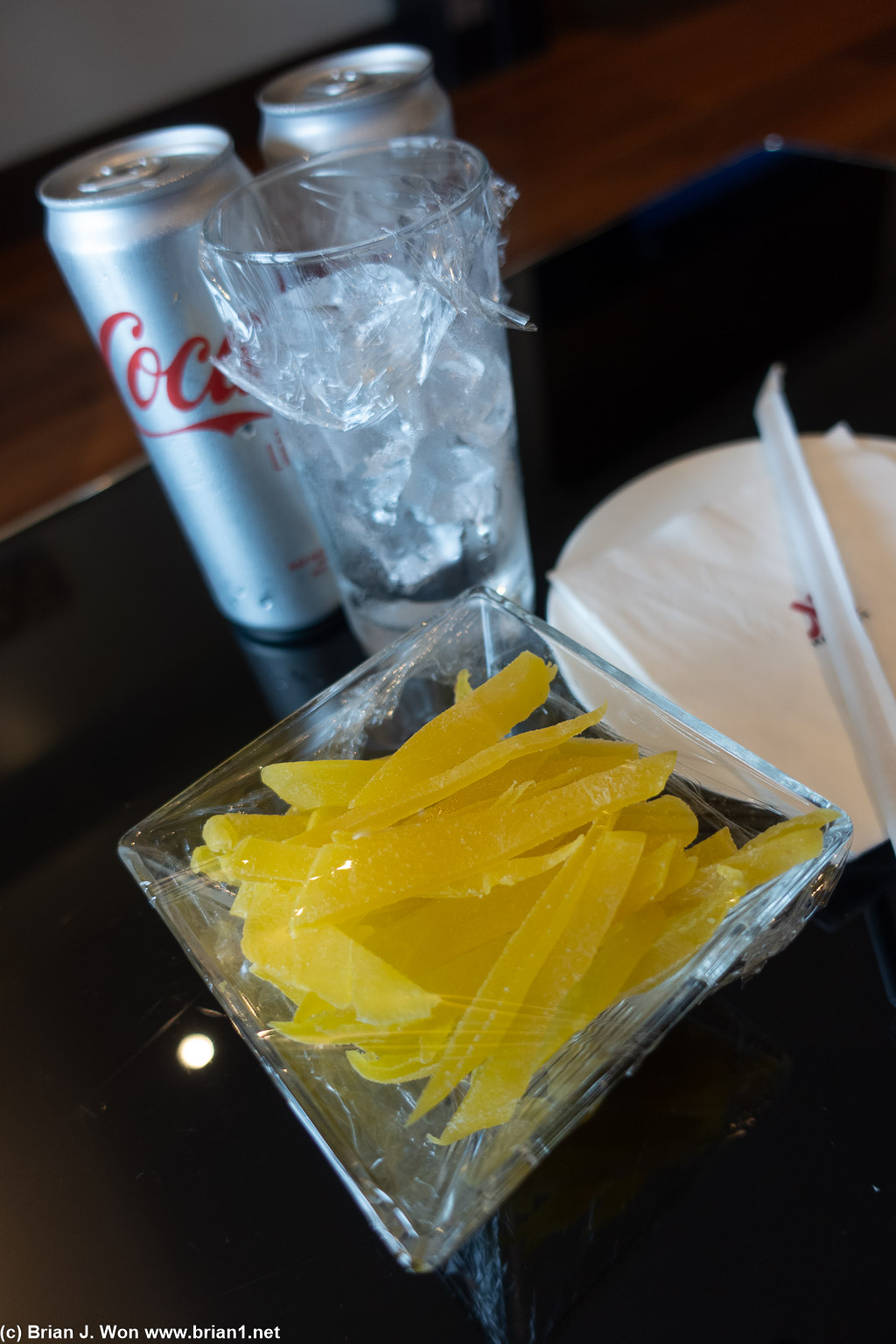 Mango and soda for welcome gift.