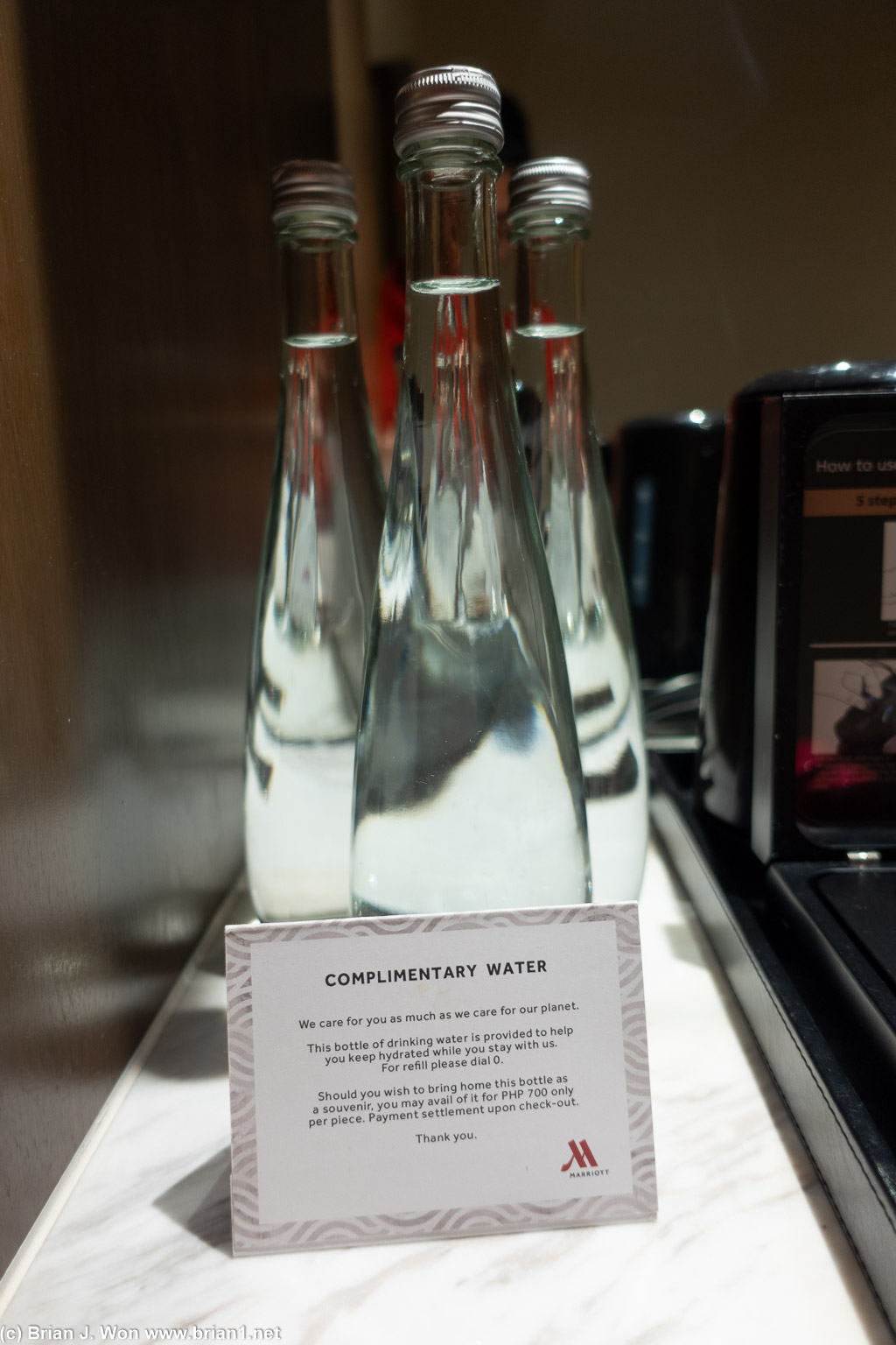 Complimentary water to encourage you to stay hydrated.