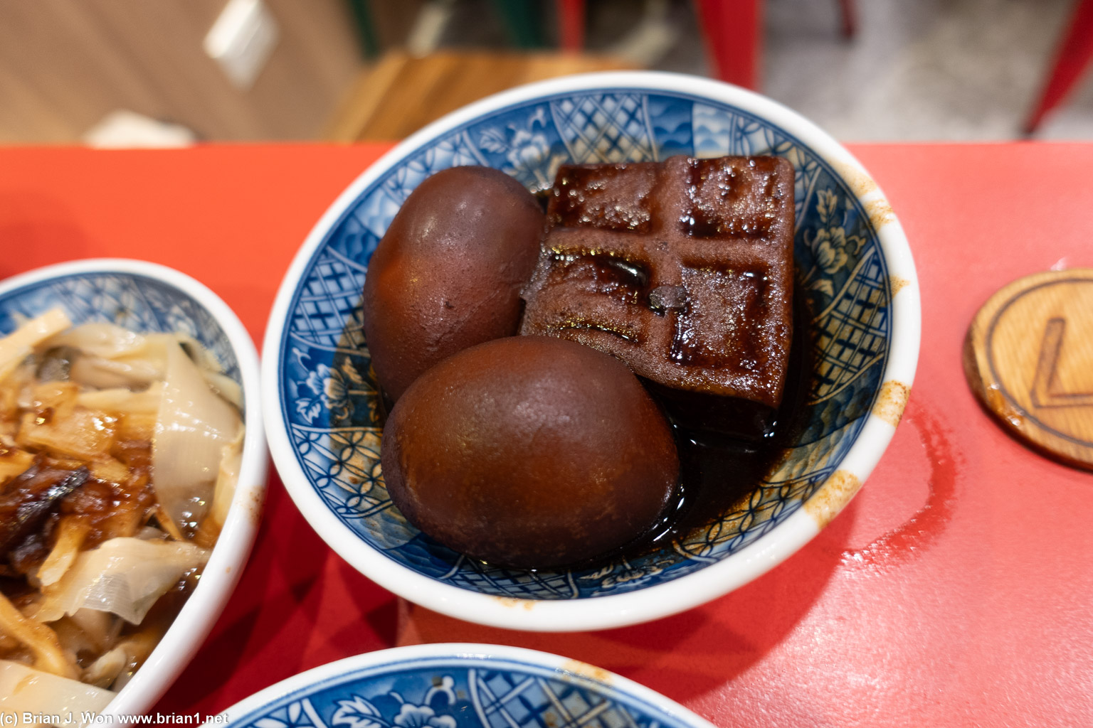 Braised duck eggs and tofu.