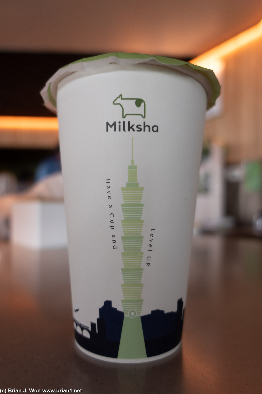 Milksha inside Taipei 101 observation deck.