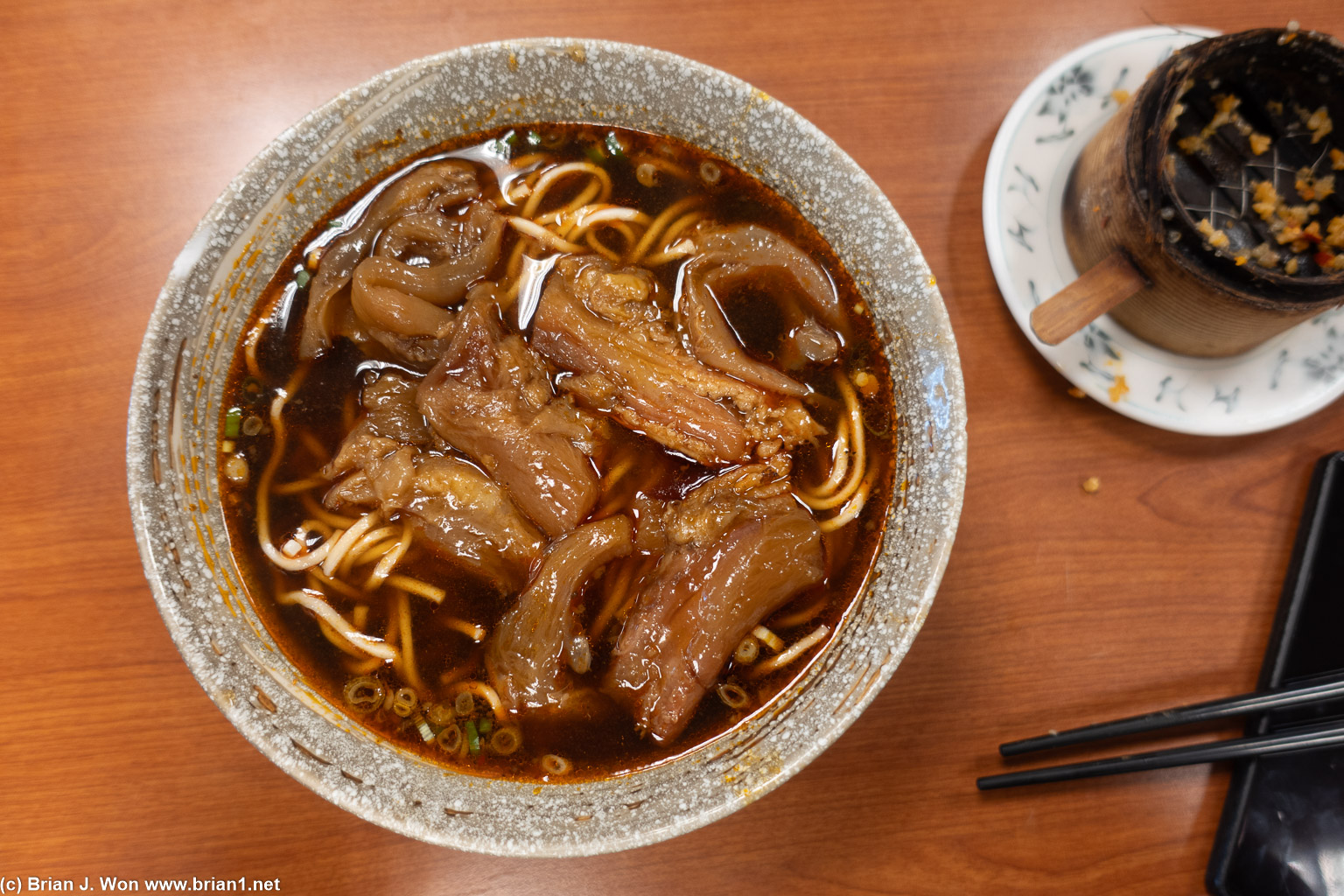 Beef tendon noodle soup.
