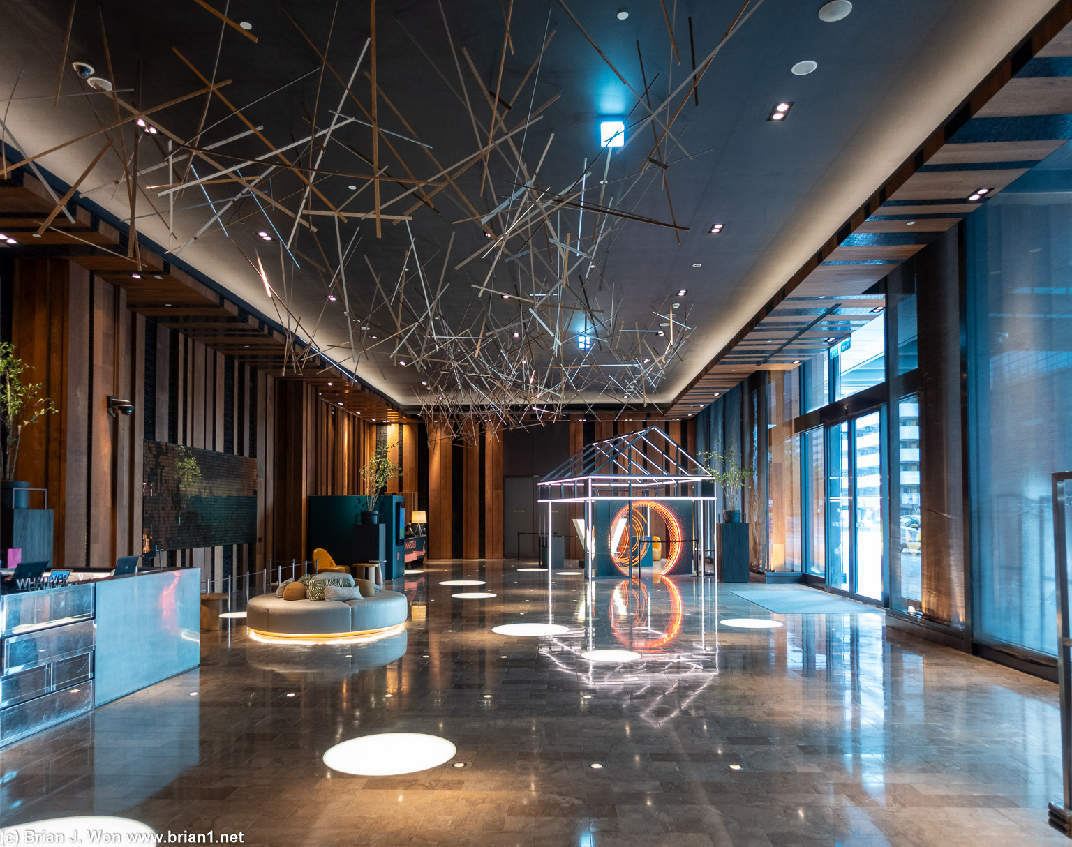 Ground floor lobby of the W Taipei. Actual check-in is the 10th floor lobby.