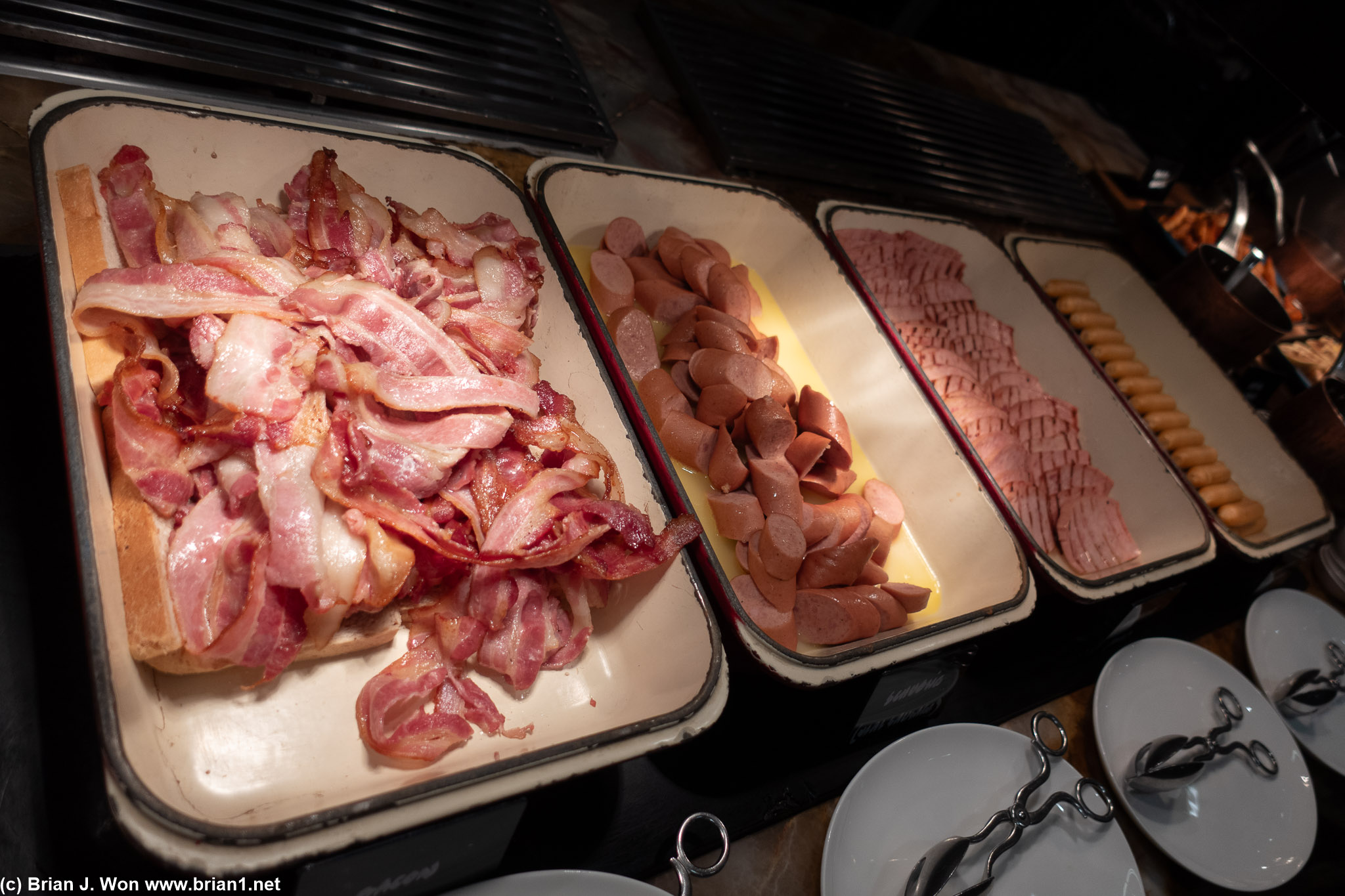 Bacon, veal sausage...