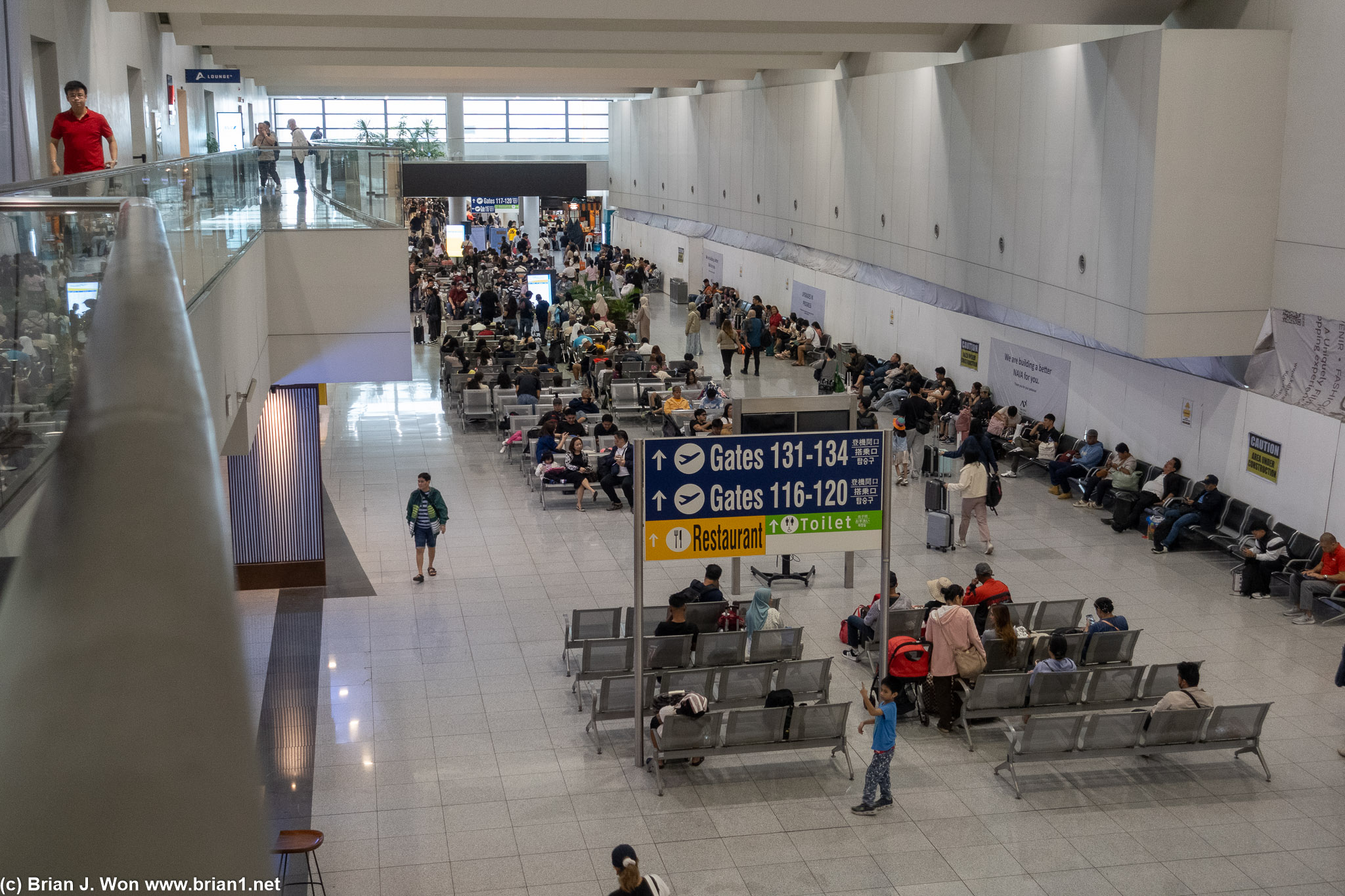 Post-security, Terminal 3, from the lounge level.