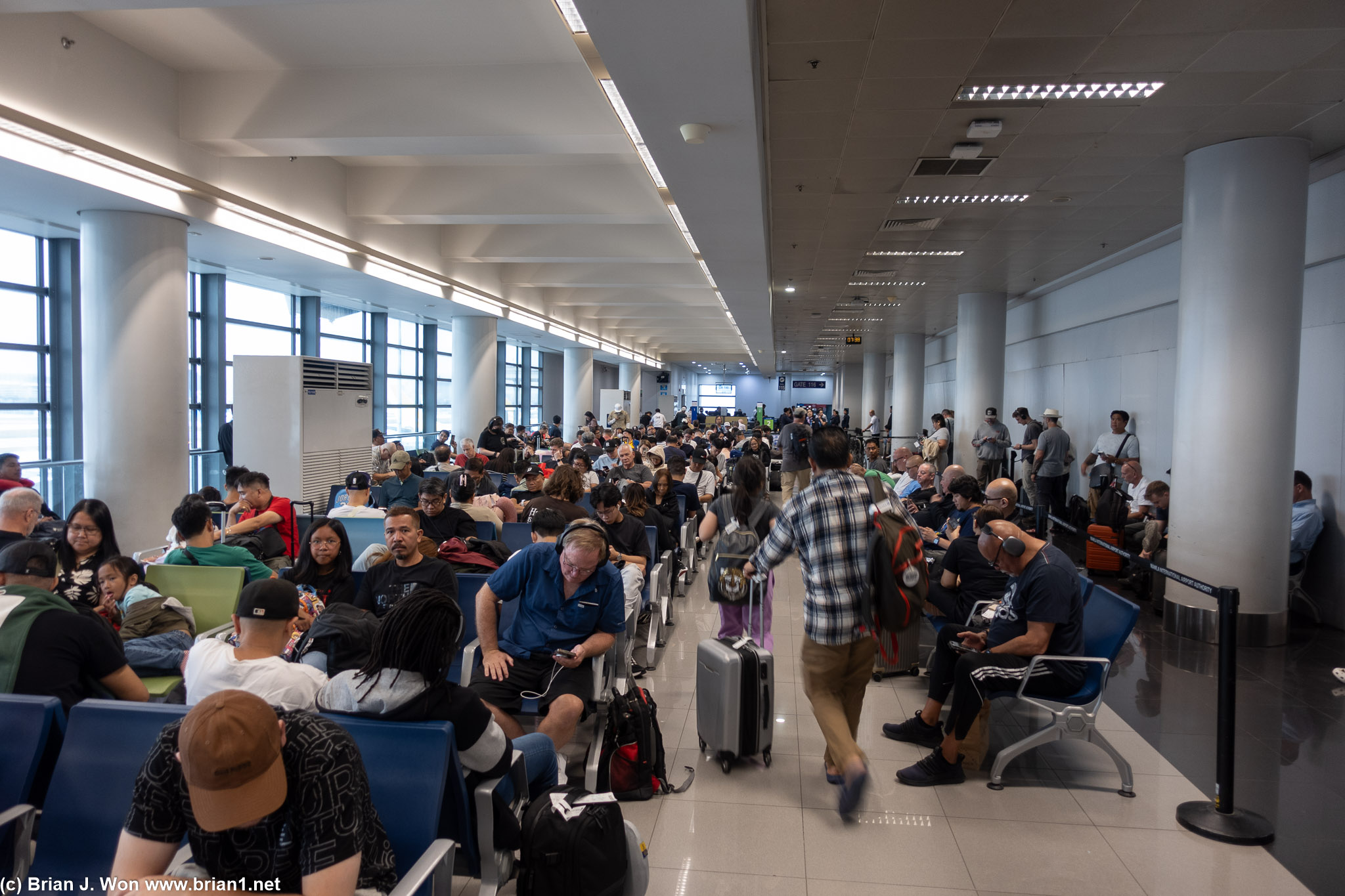 United Airlines boarding area.