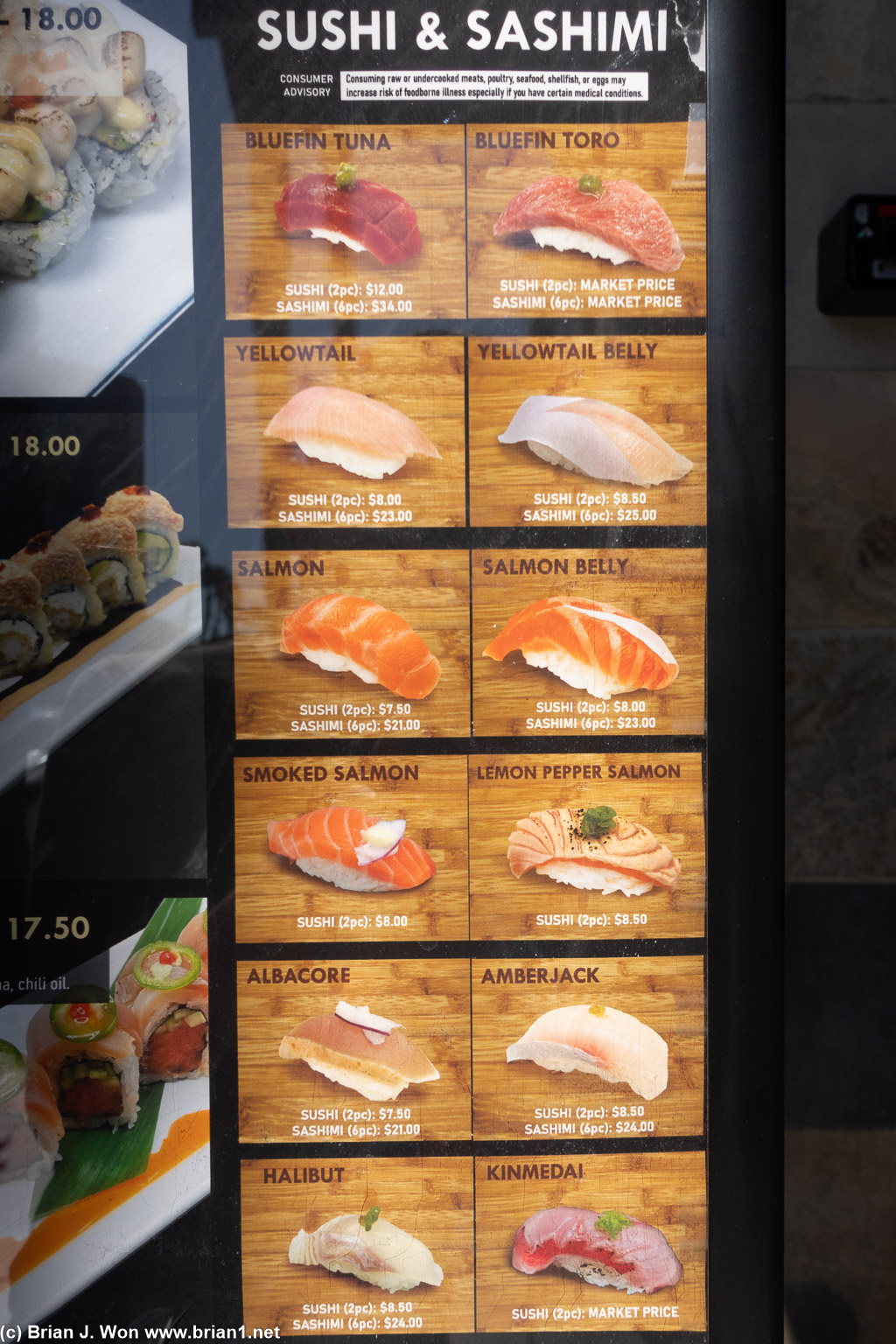 Menu outdoors.