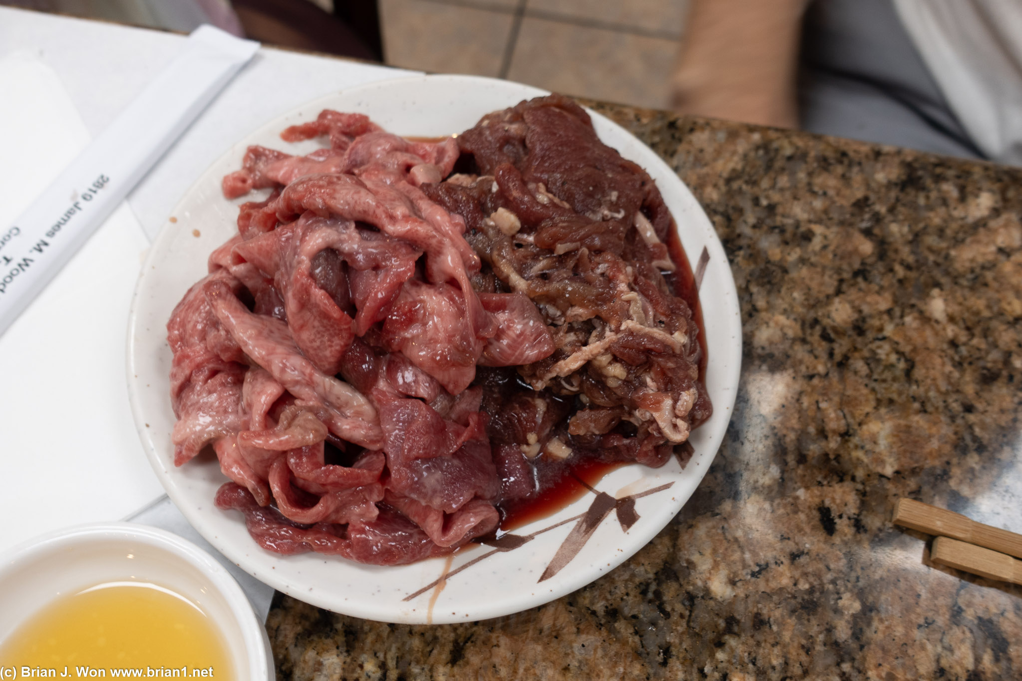 Beef tongue and beef bulogogi.
