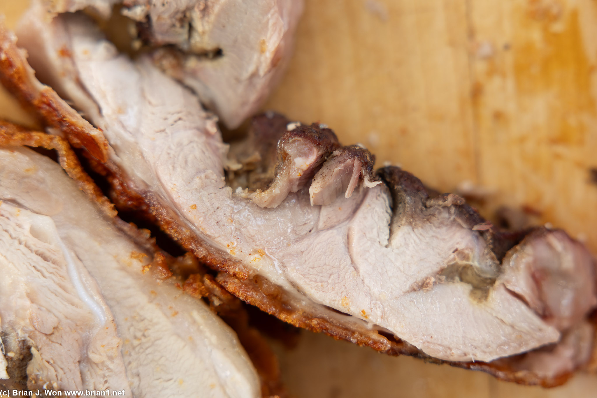 Roast pig close-up.