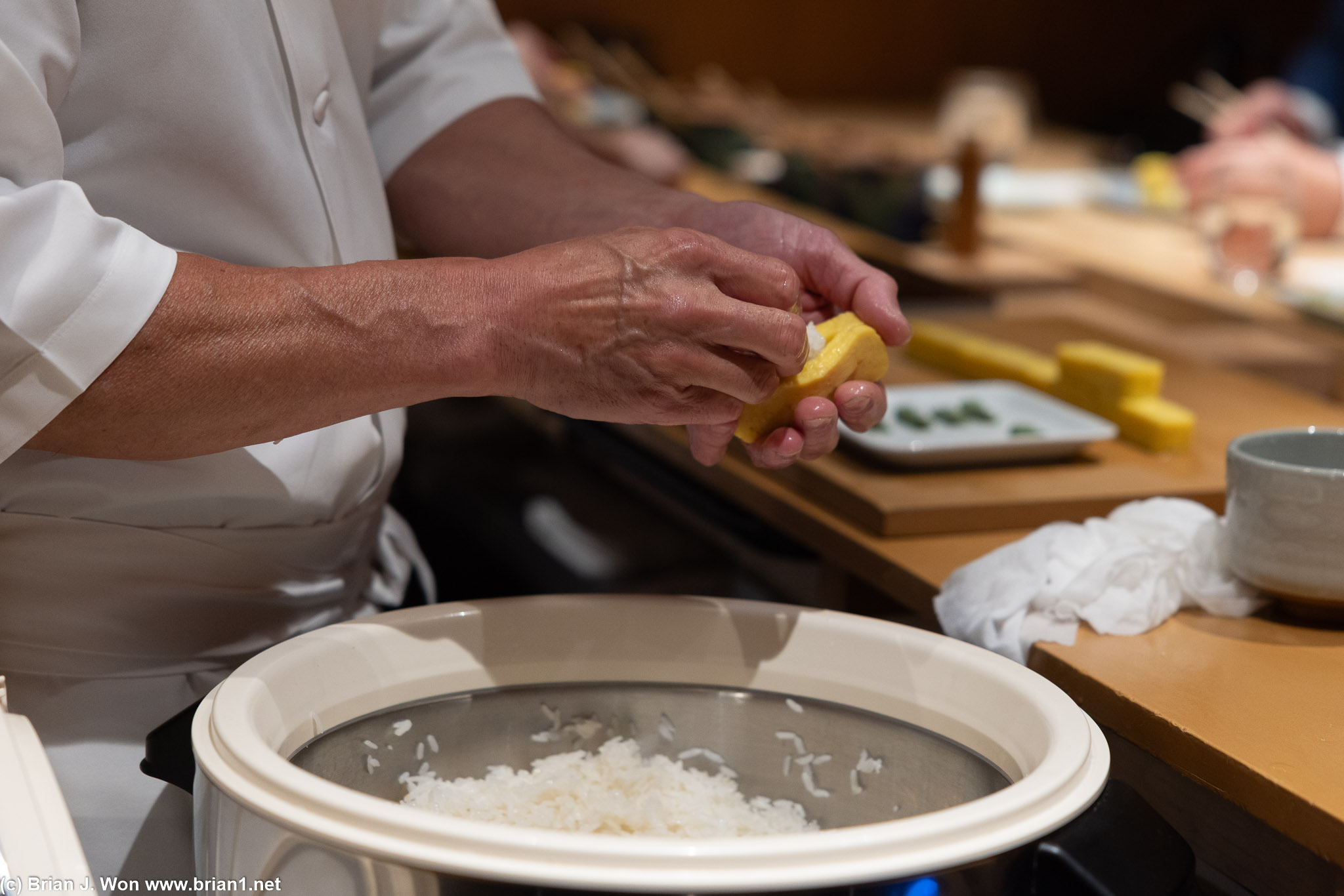 Stuffing the tamago.