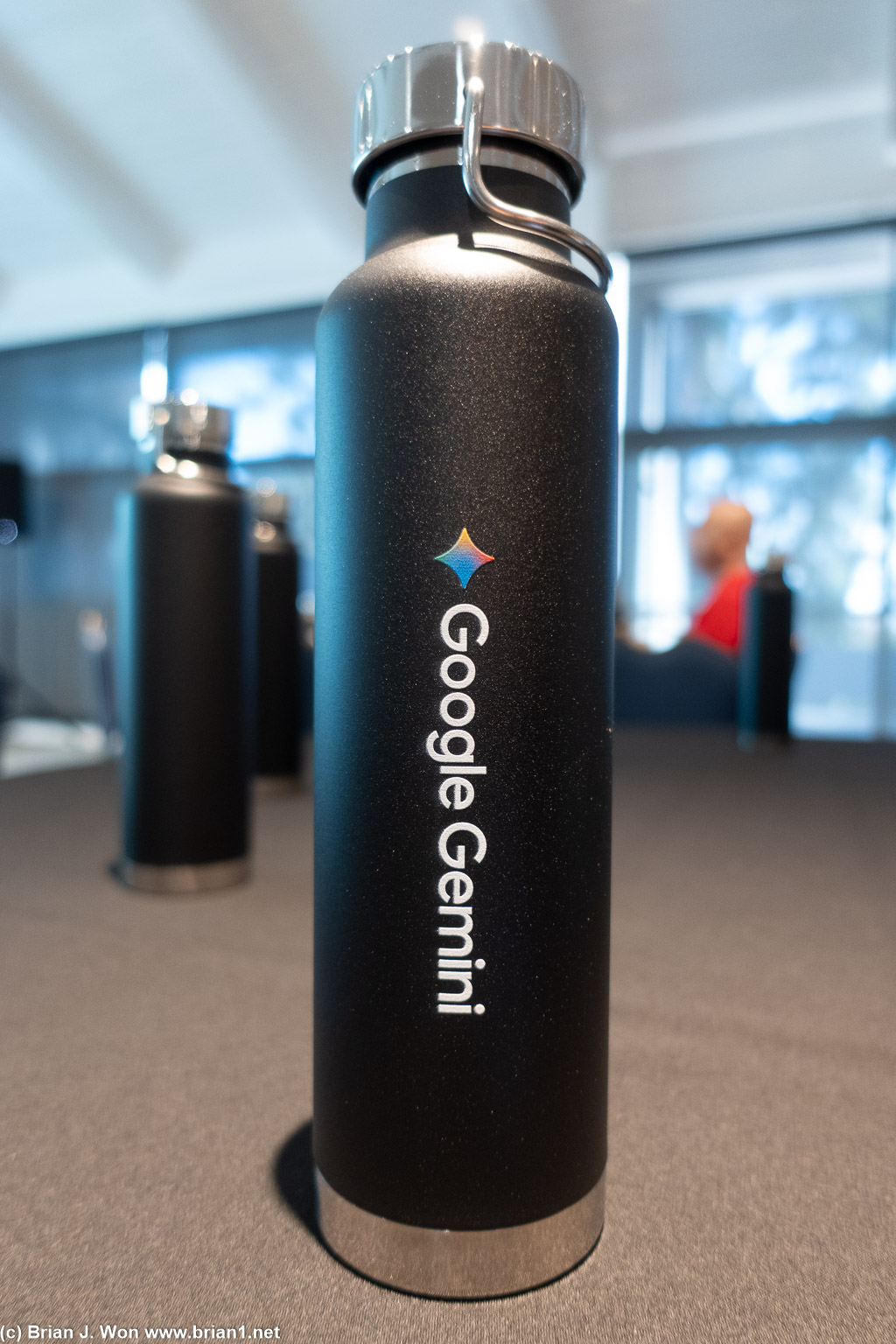 Free water bottles.
