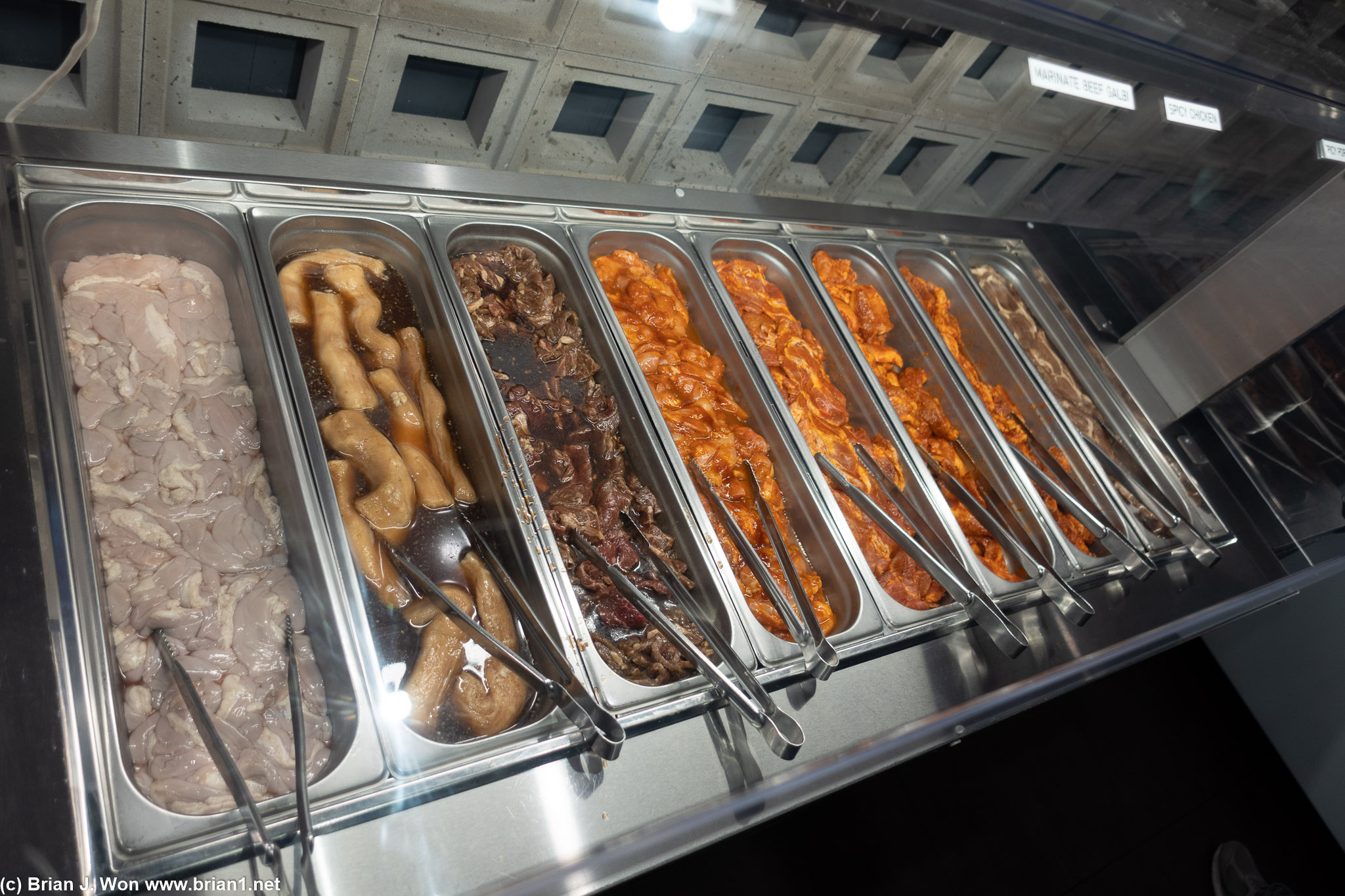 Marinated meats. Yes, that's intestine.