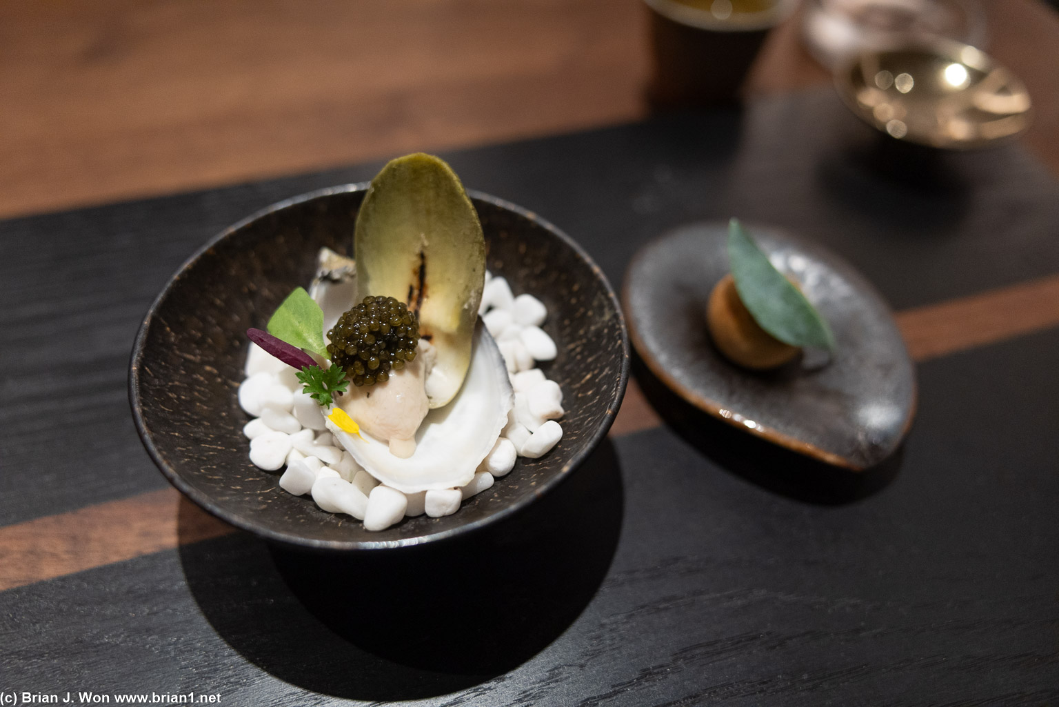 Sakizuke: artichoke, oyster, caviar.