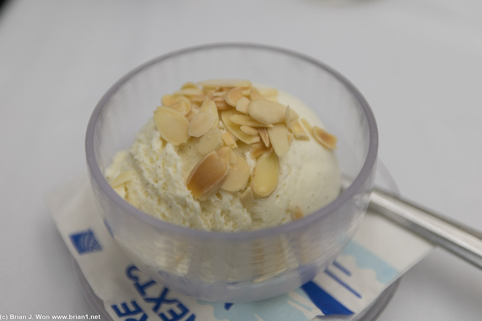 Quality control checking the ice cream.
