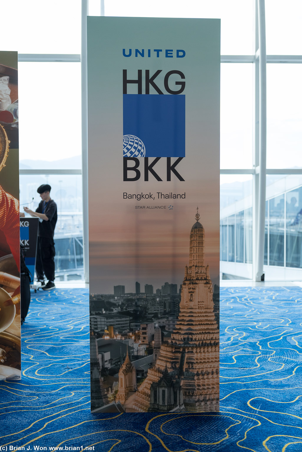 United HKG-BKK signage.