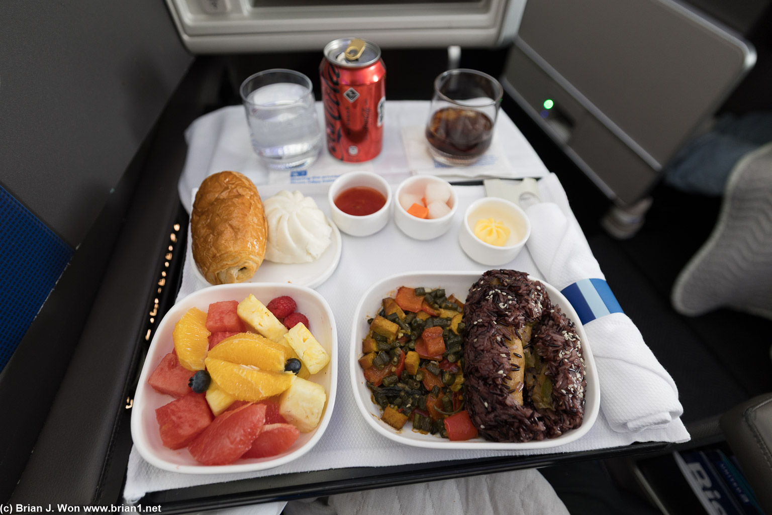 Kra pow with sticky rice and yeow teow.