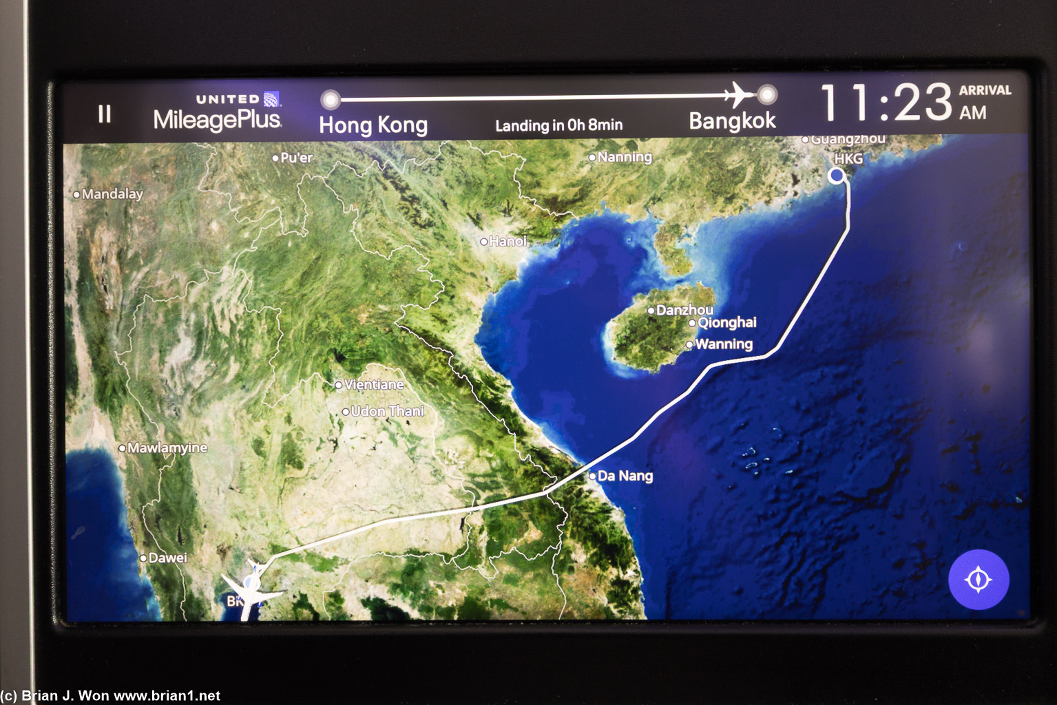 2hr 22min flight time (actual), 1,051 miles (IFE), 1,191 miles (Flightaware), 1,051 miles (great cicle).