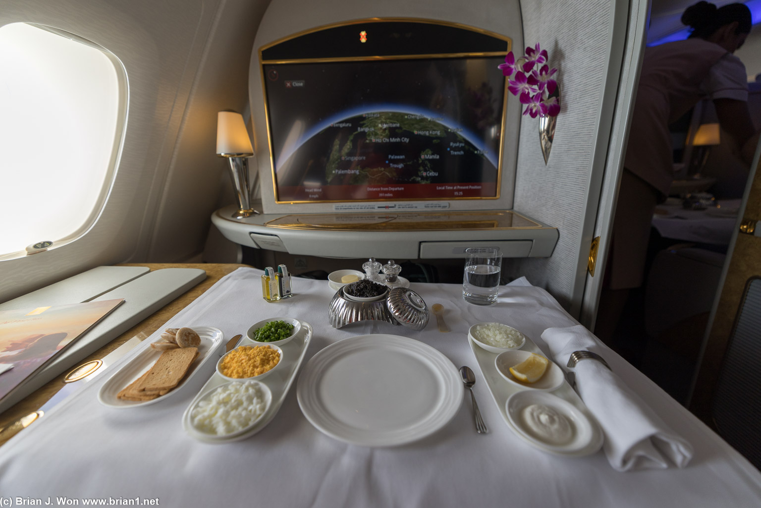 I heard they load 4 servings per first class passenger, so eat up.