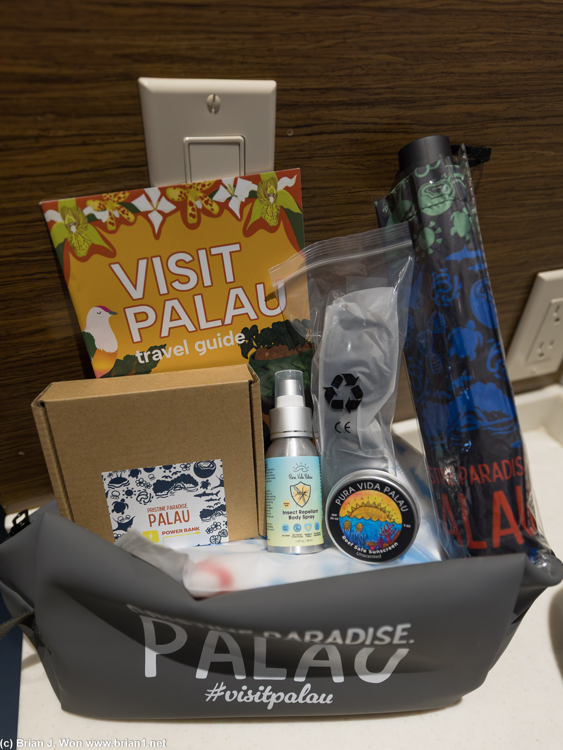Gifts from Palau tourism board.