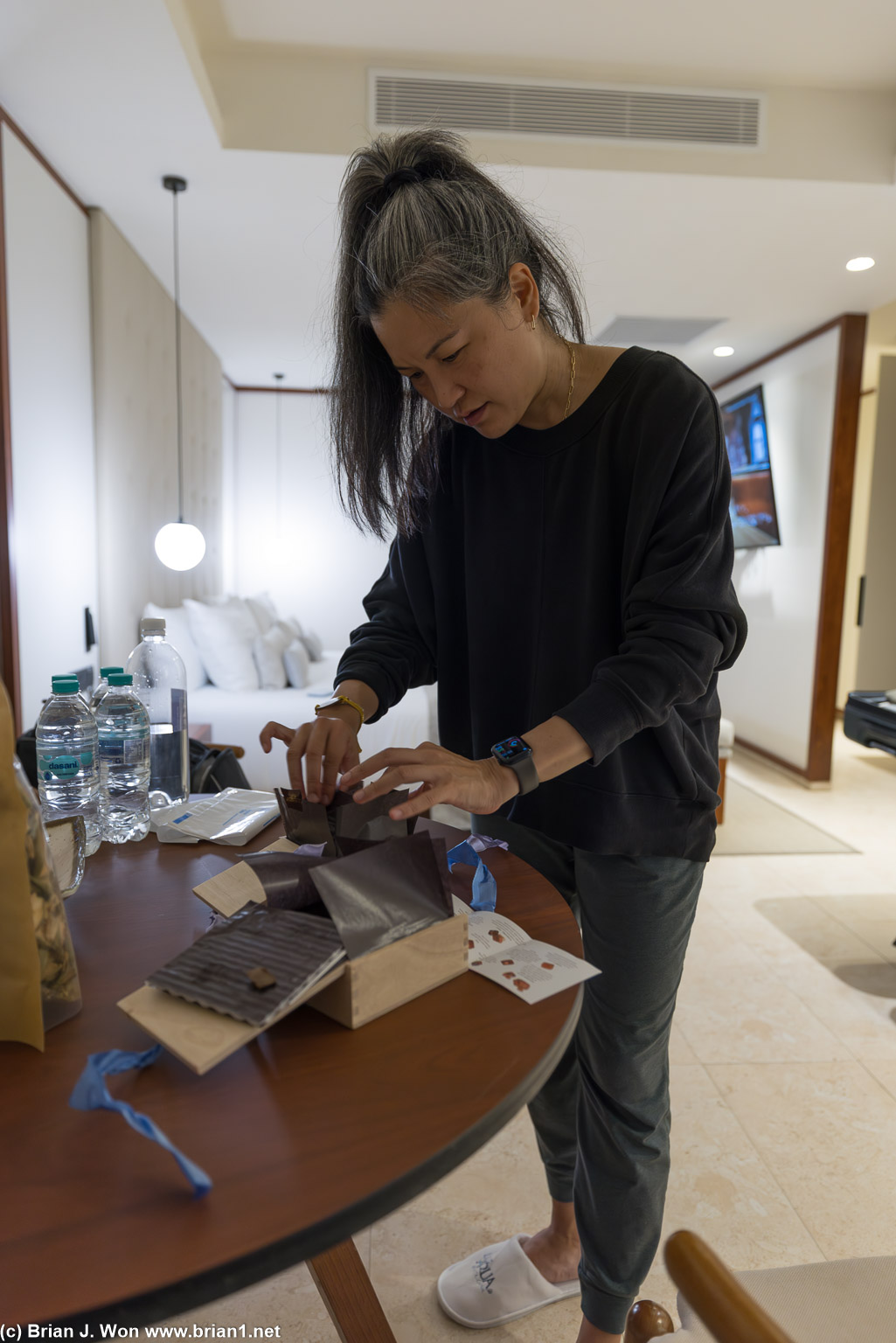 Making sure Tiff is properly fed.