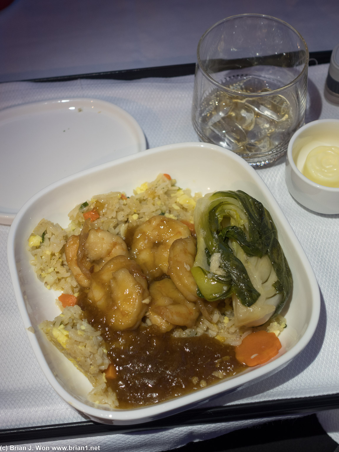 Shrimp, bok choy, fried rice was edible.