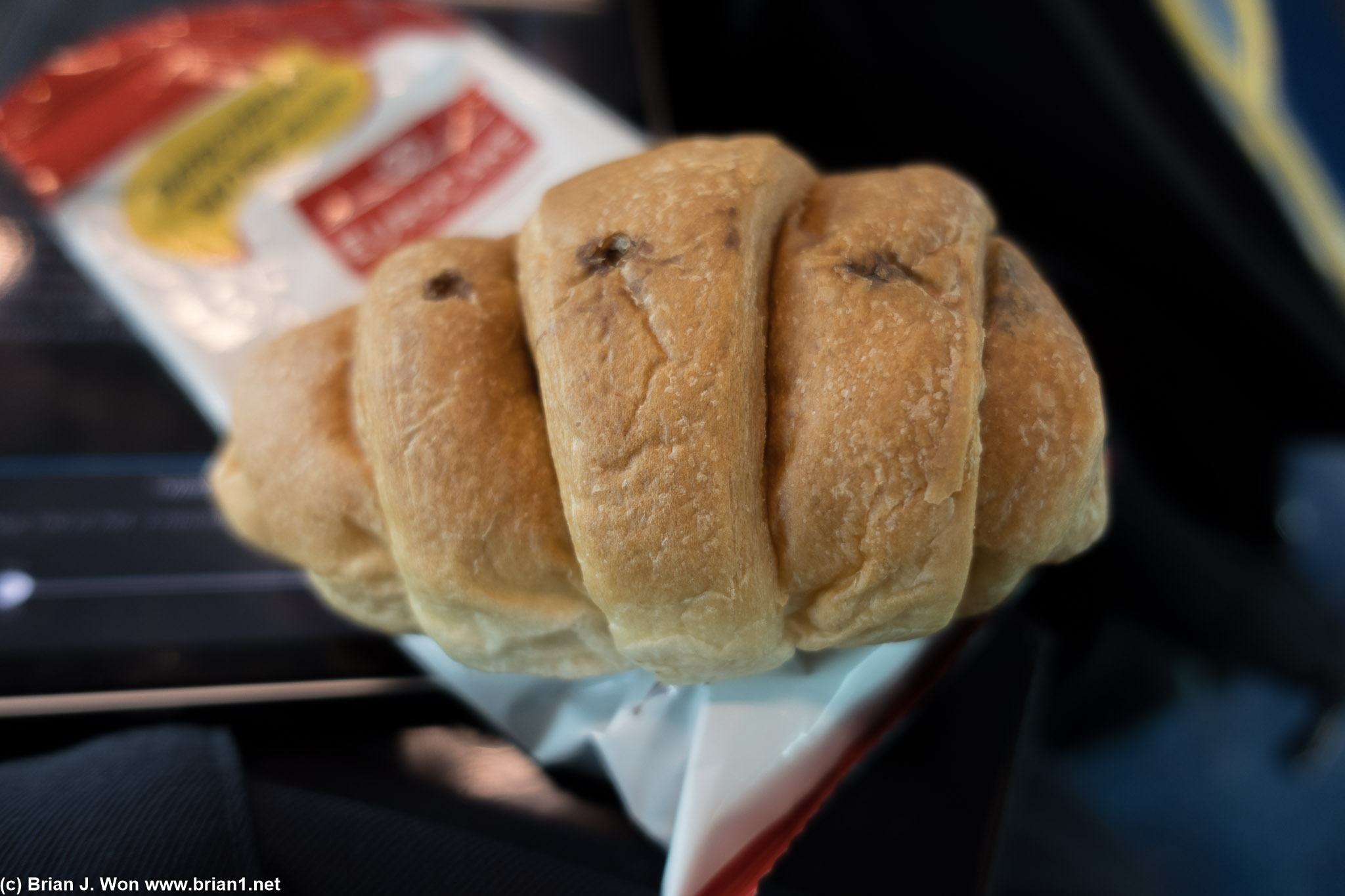 Packaged chocolate croissant was vile.