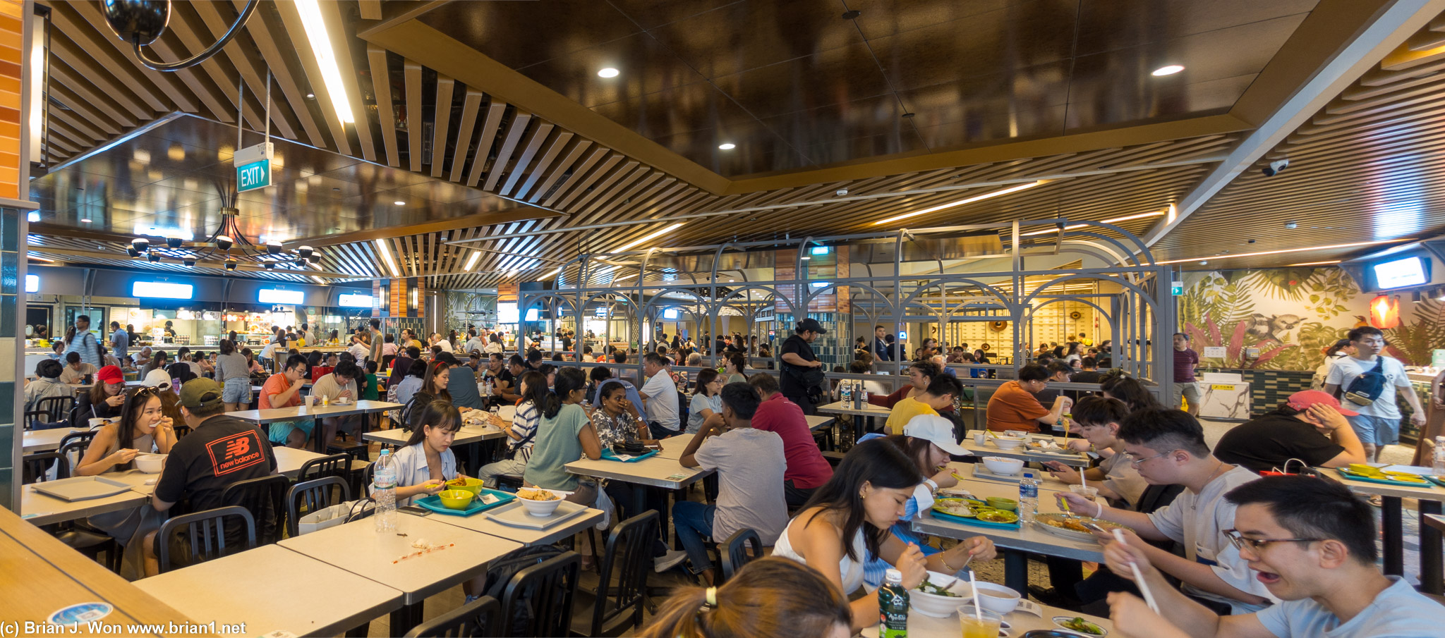 Basement level 2 food court at Jewel Changi is packed.