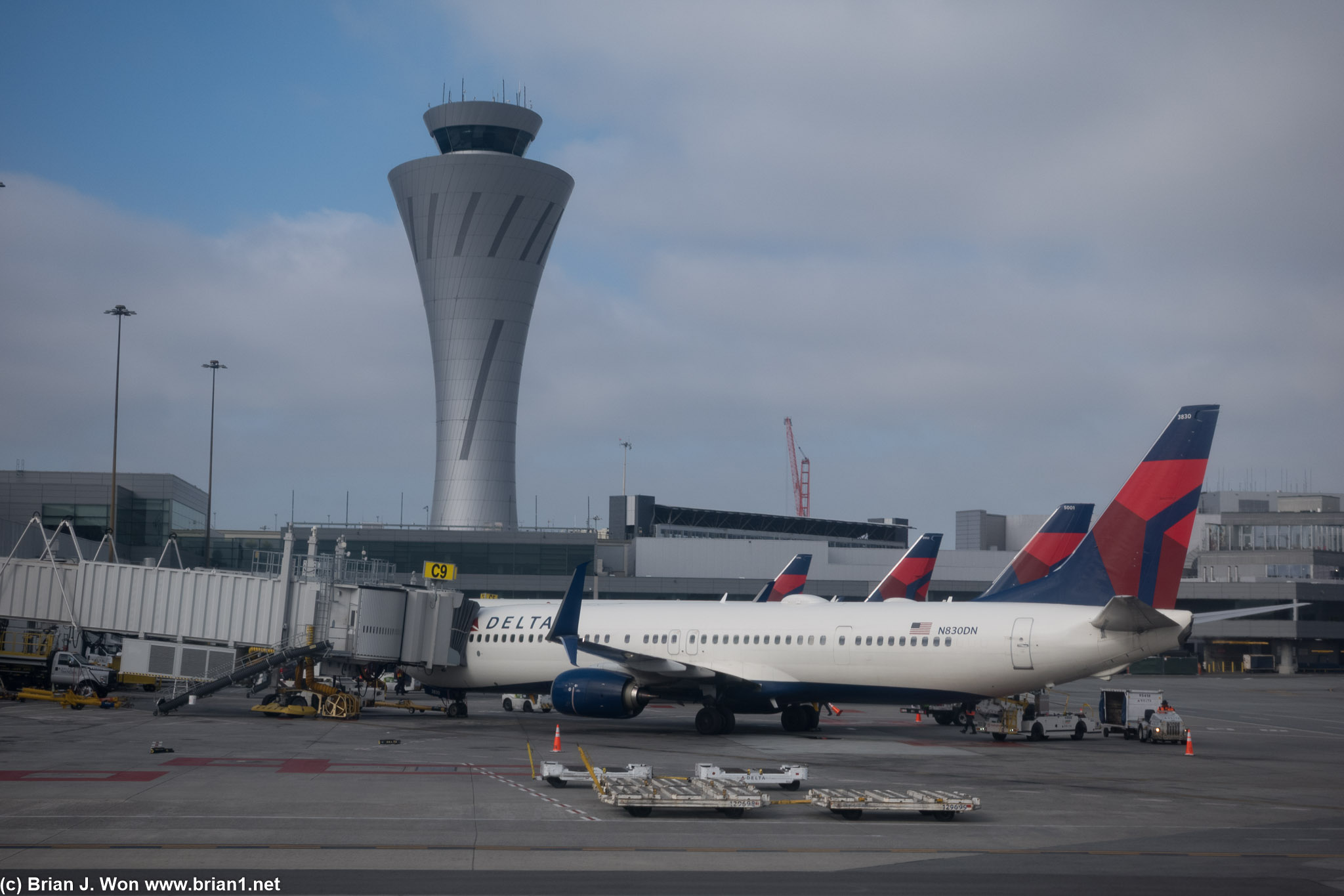 Delta aircraft lined up at Terminal 1, SFO.