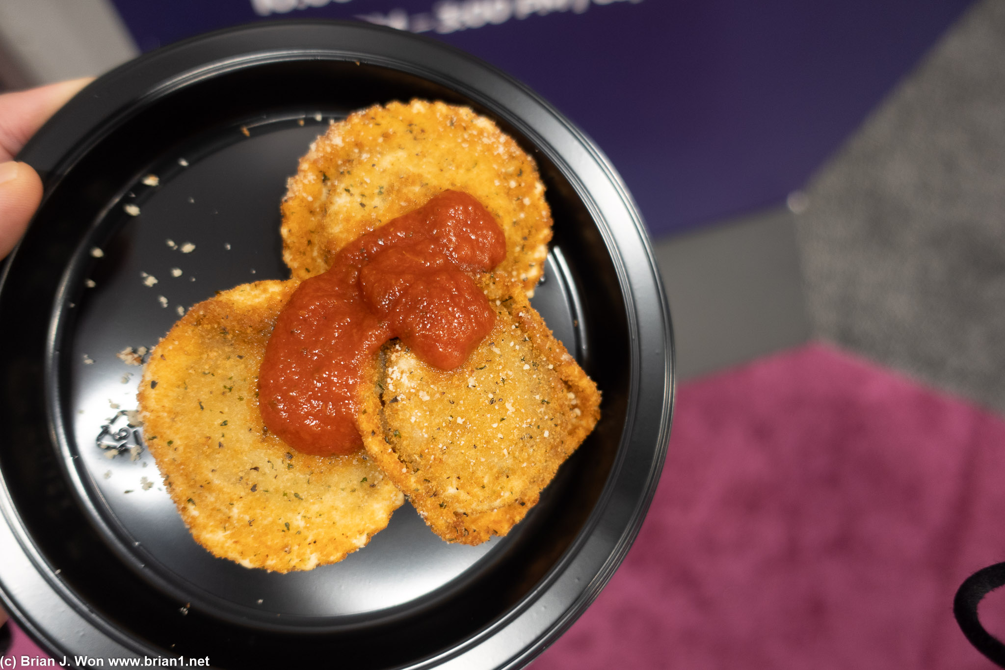 Toasted beef ravioli is not bad.