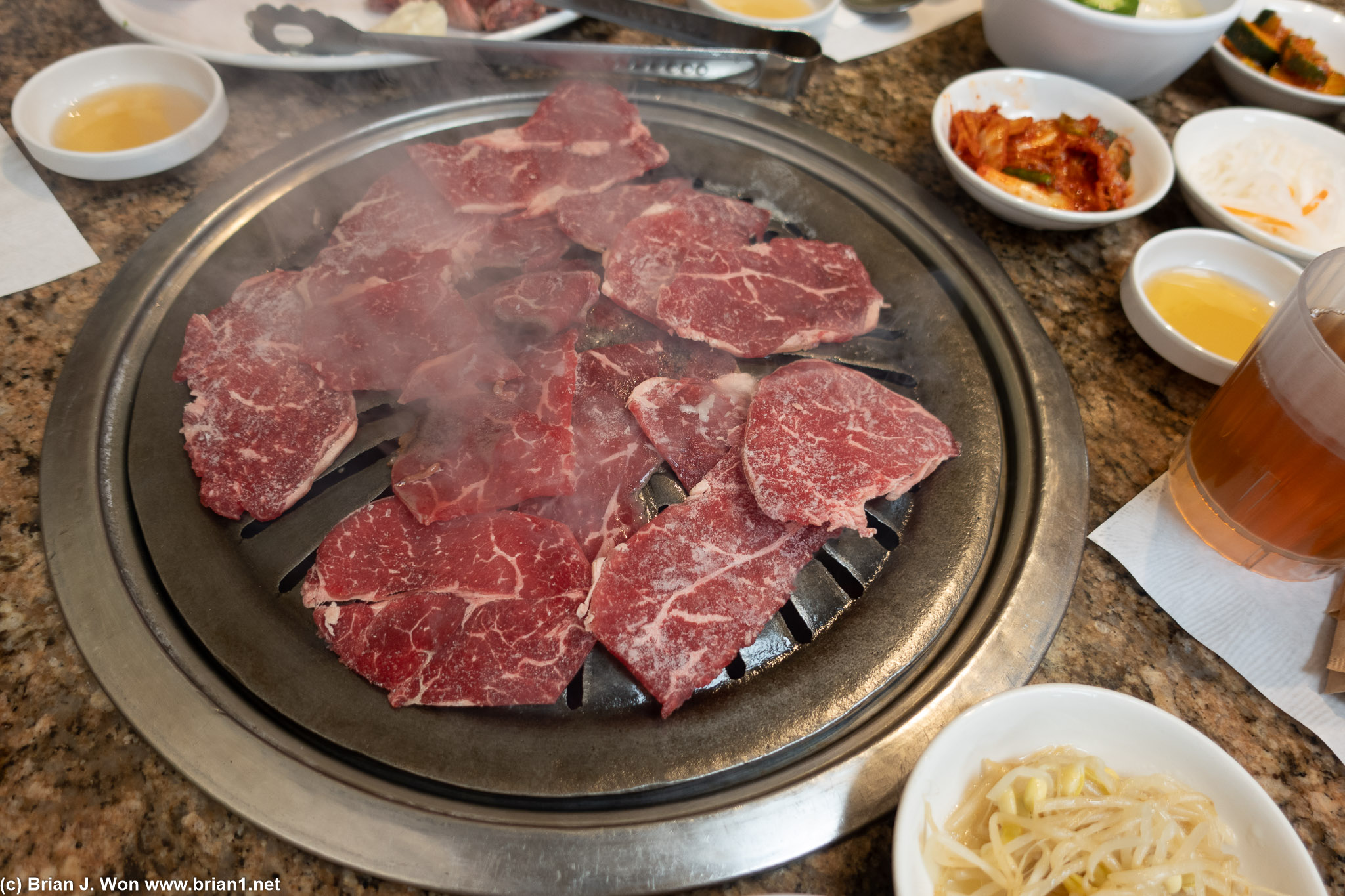 Brisket on the grill.