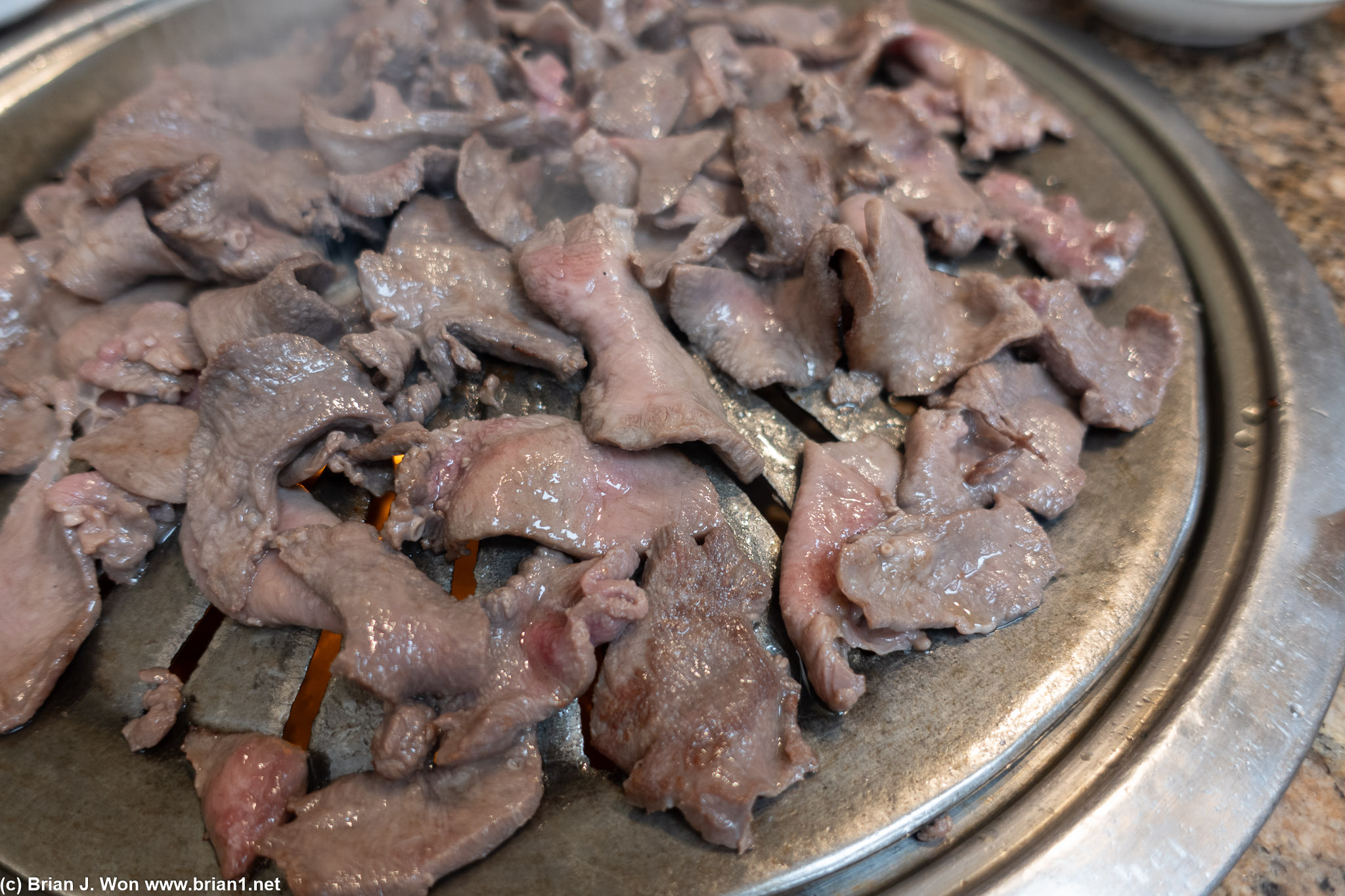 Beef tongue close-up.