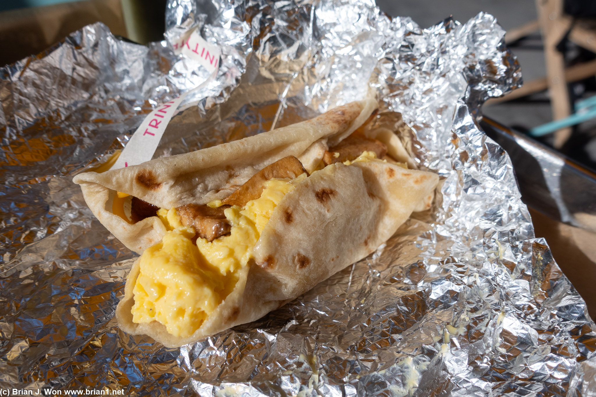 Trinity: eggs, bacon, potato, cheddar.