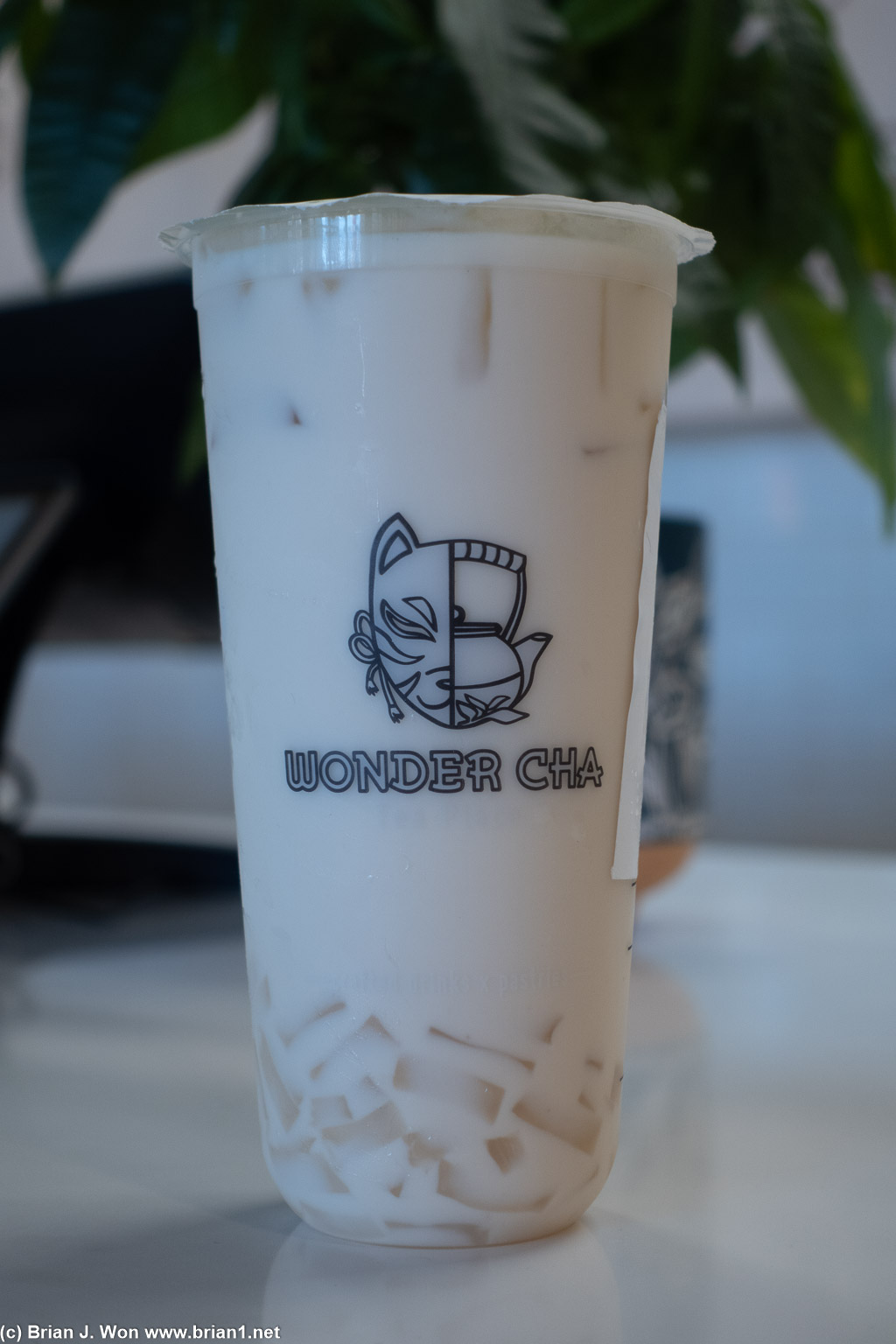 Taro milk tea with coconut lychee jelly.